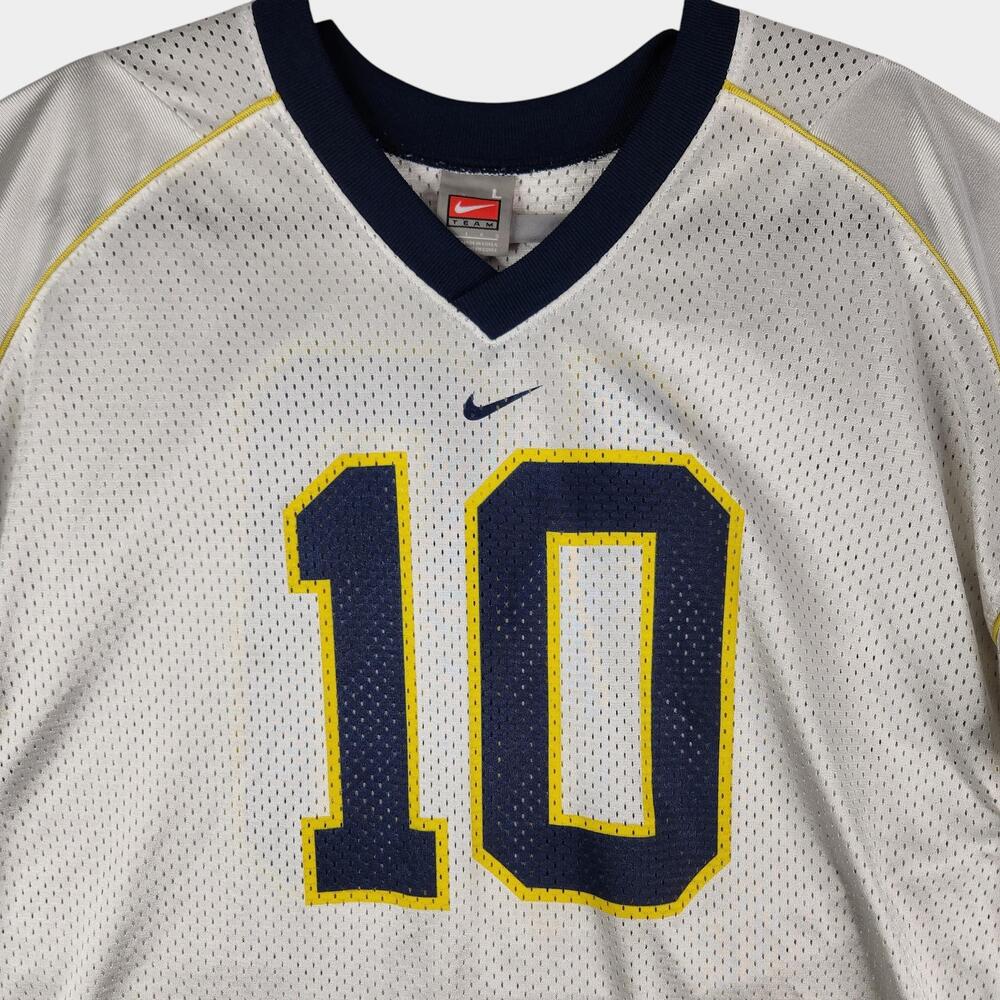 Nike Team Michigan Tom Brady #10 Jersey Mens Large White Mesh Football VTG 90's